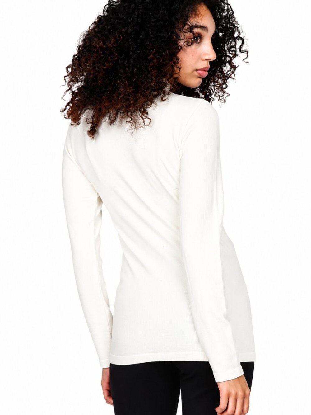 M. Rena Warm Ribbed Turtle Neck Long Sleeve Pullover Casual Tee Top. One Size - Picture 3 of 10